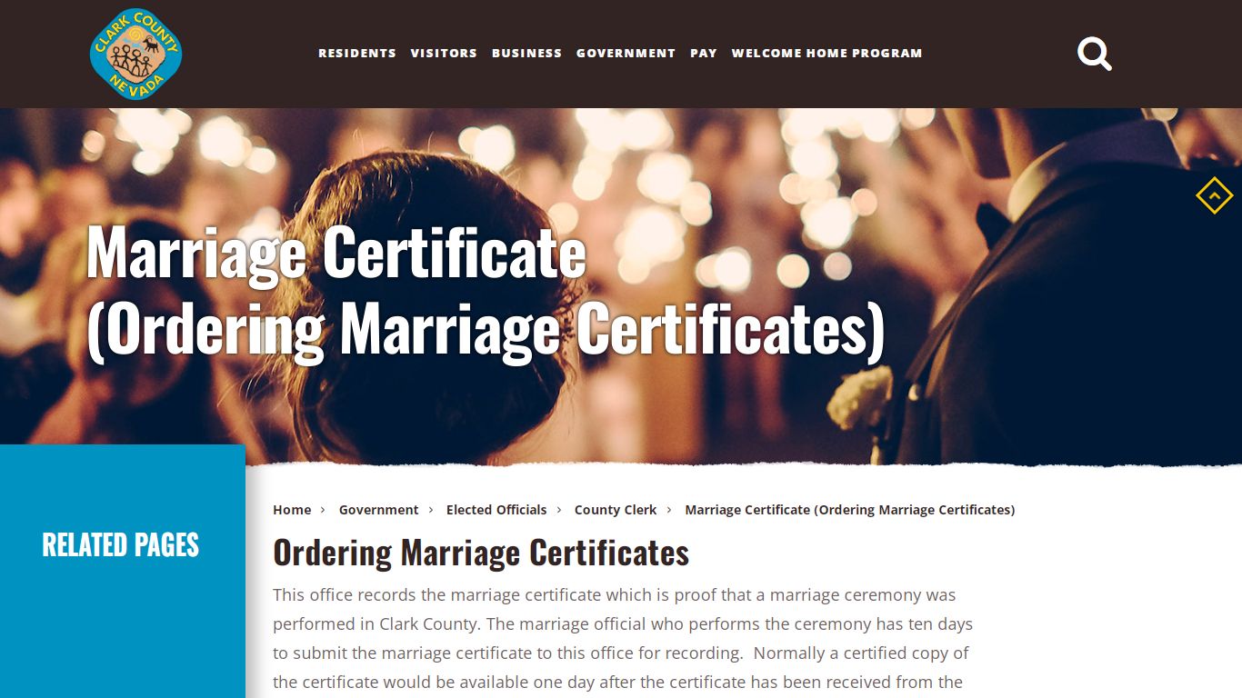 Marriage Certificate - Clark County, Nevada